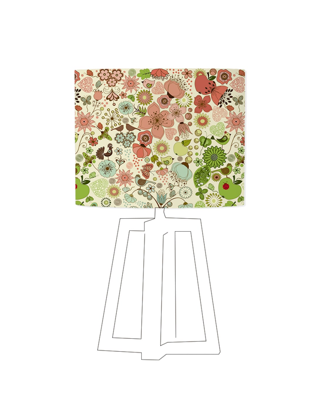 Abat-jour beige imprimé vert d 60 cm (photo) Abat-jour beige imprimé vert d 60 cm