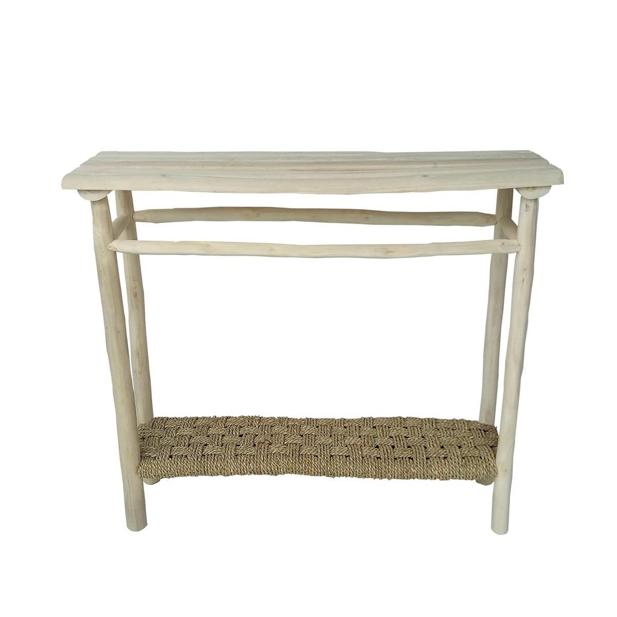 Console bois de teck jonc de mer