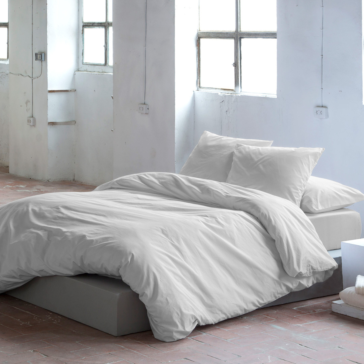 Housse de couette en coton gris 155x220 cm (photo) Housse de couette en coton gris 155x220 cm