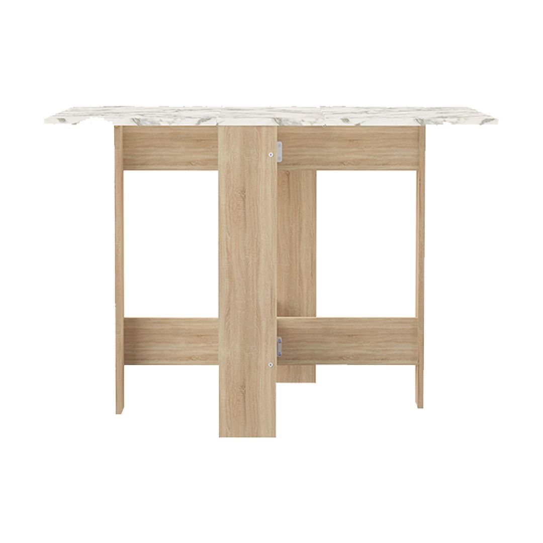 table effet bois chêne naturel et marbre