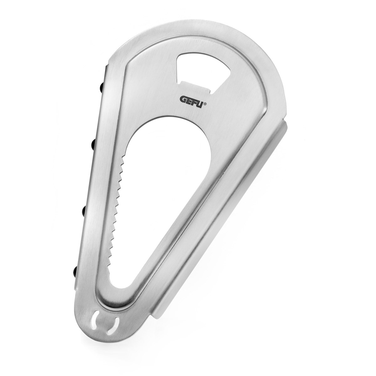 Ouvreur multifonctions 4 en 1 en acier inoxydable argent (photo) Ouvreur multifonctions 4 en 1 en acier inoxydable argent
