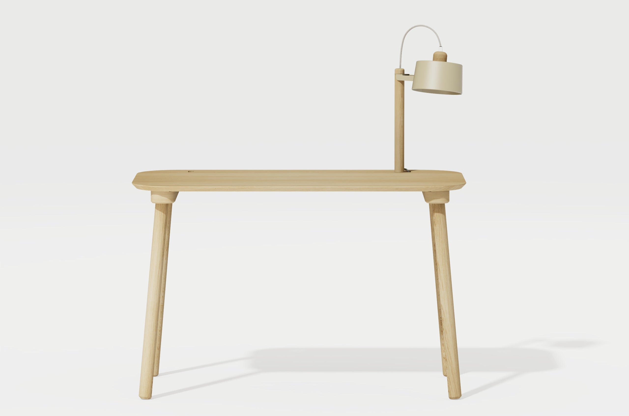 Bureau en chêne avec lampe laiton