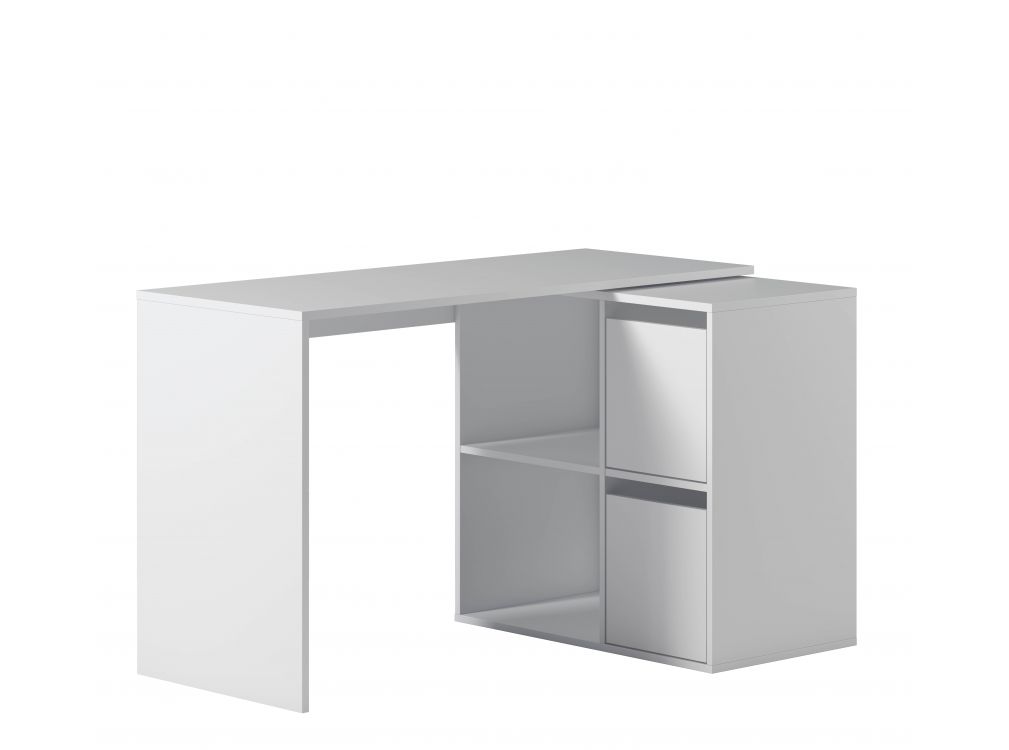Bureau d'angle blanc modulable avec rangements L120cm Bureau d'angle blanc modulable avec rangements L120cm