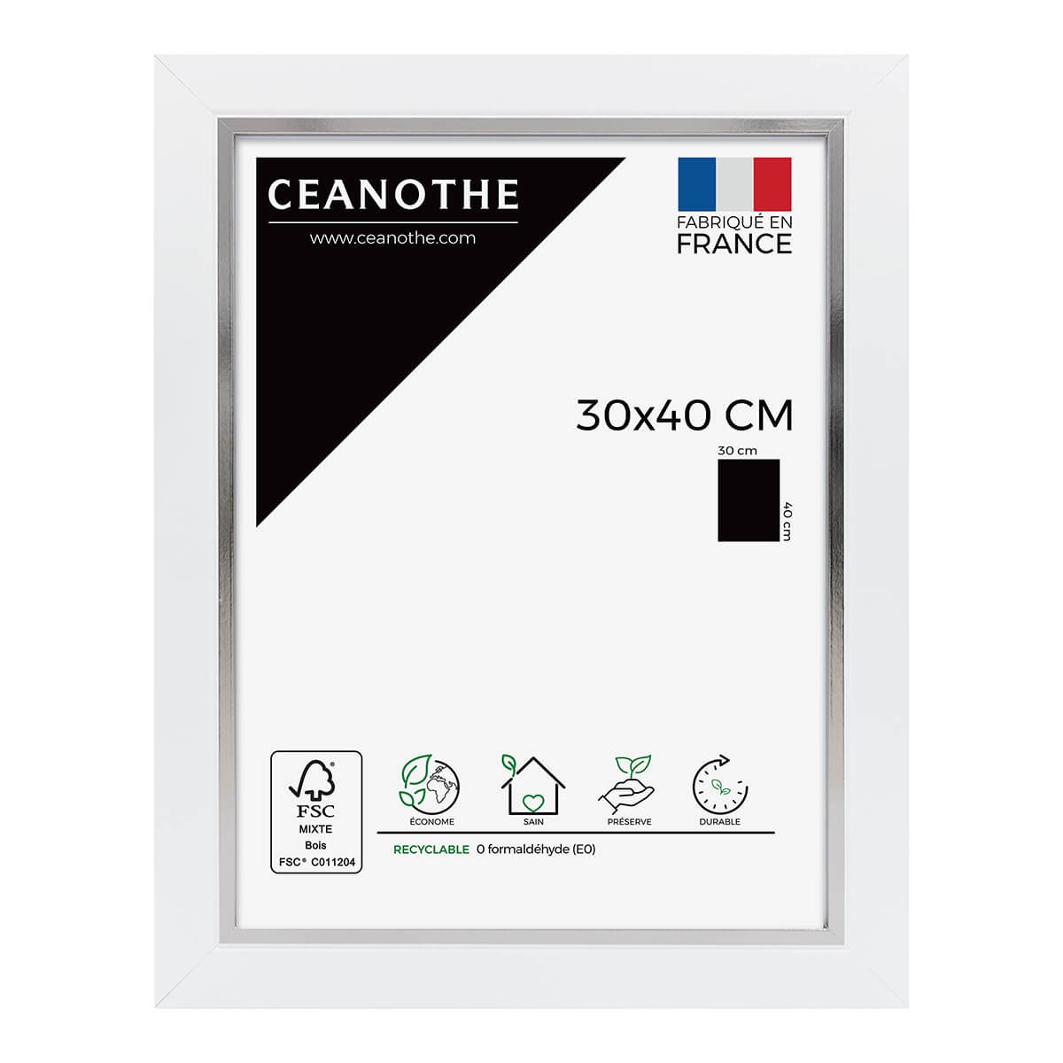 Cadre photo bois blanc acier 30x40 cm Cadre photo bois blanc acier 30x40 cm