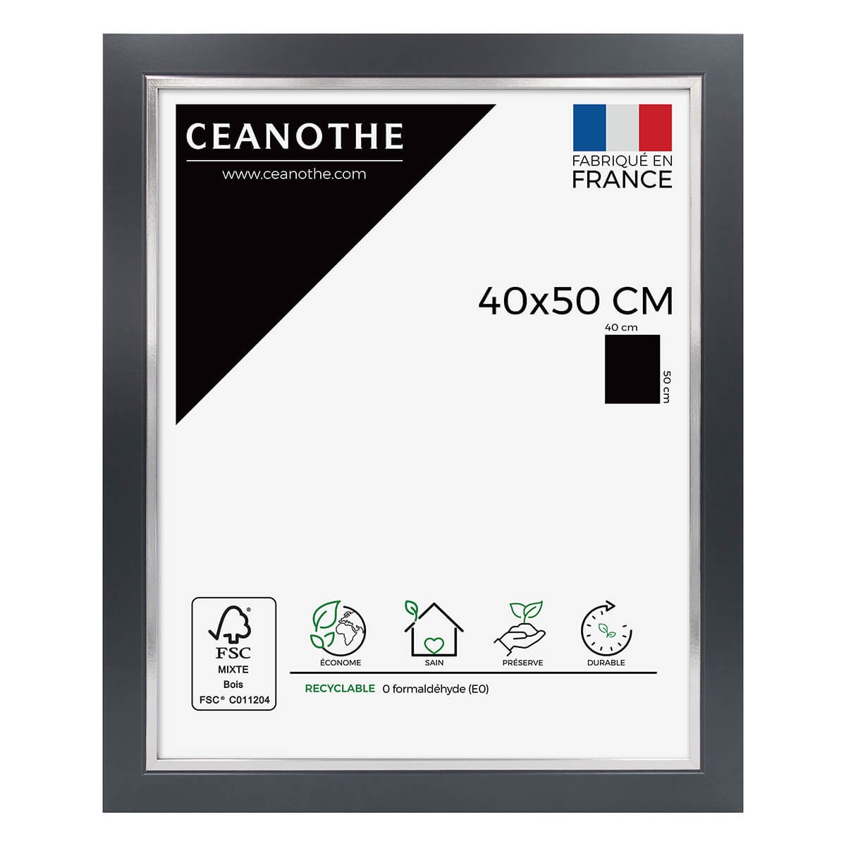 Cadre photo bois noir acier 40x50 cm Cadre photo bois noir acier 40x50 cm
