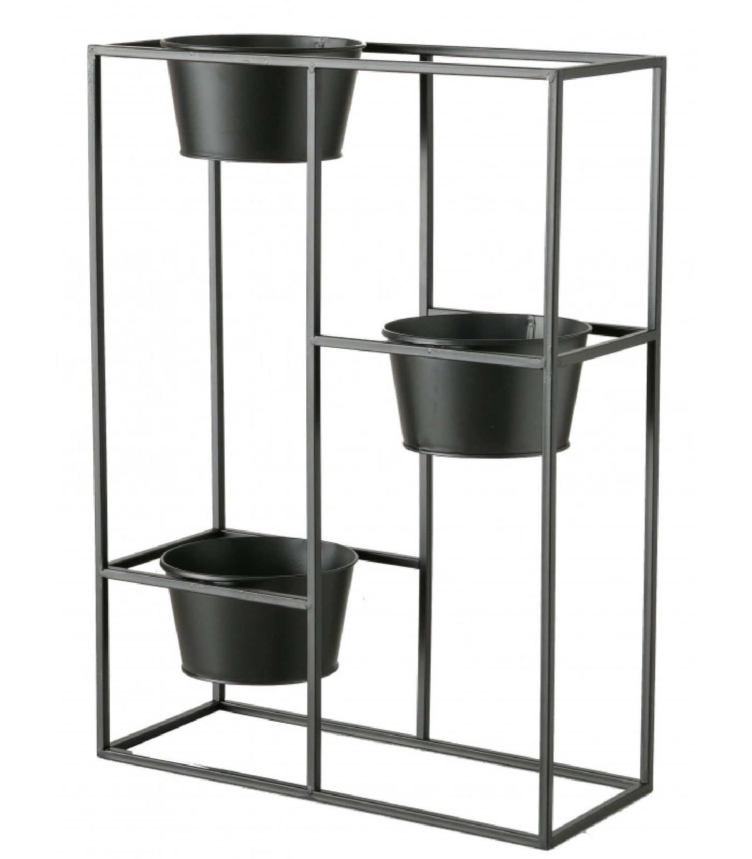 Support pots plantes étagé en métal noir Support pots plantes étagé en métal noir