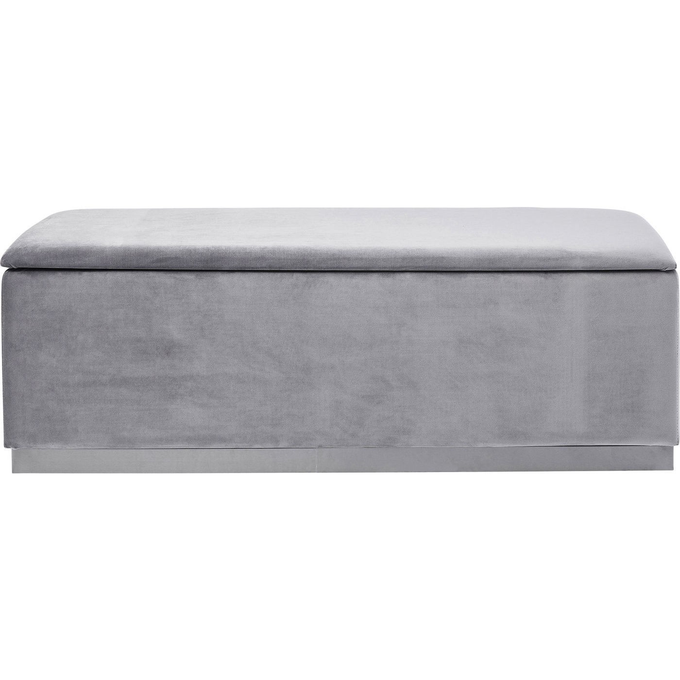 Banc 2 places velours gris et acier Banc 2 places velours gris et acier