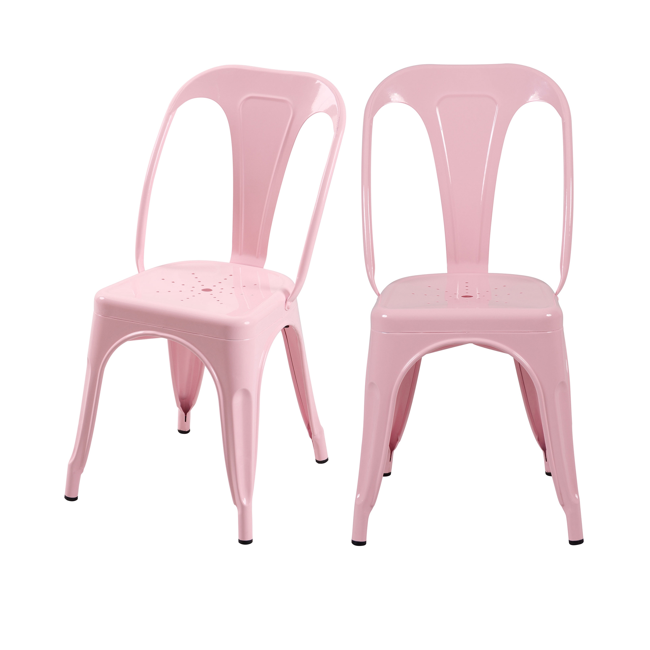 Chaise en métal rose (lot de 2) Chaise en métal rose (lot de 2)