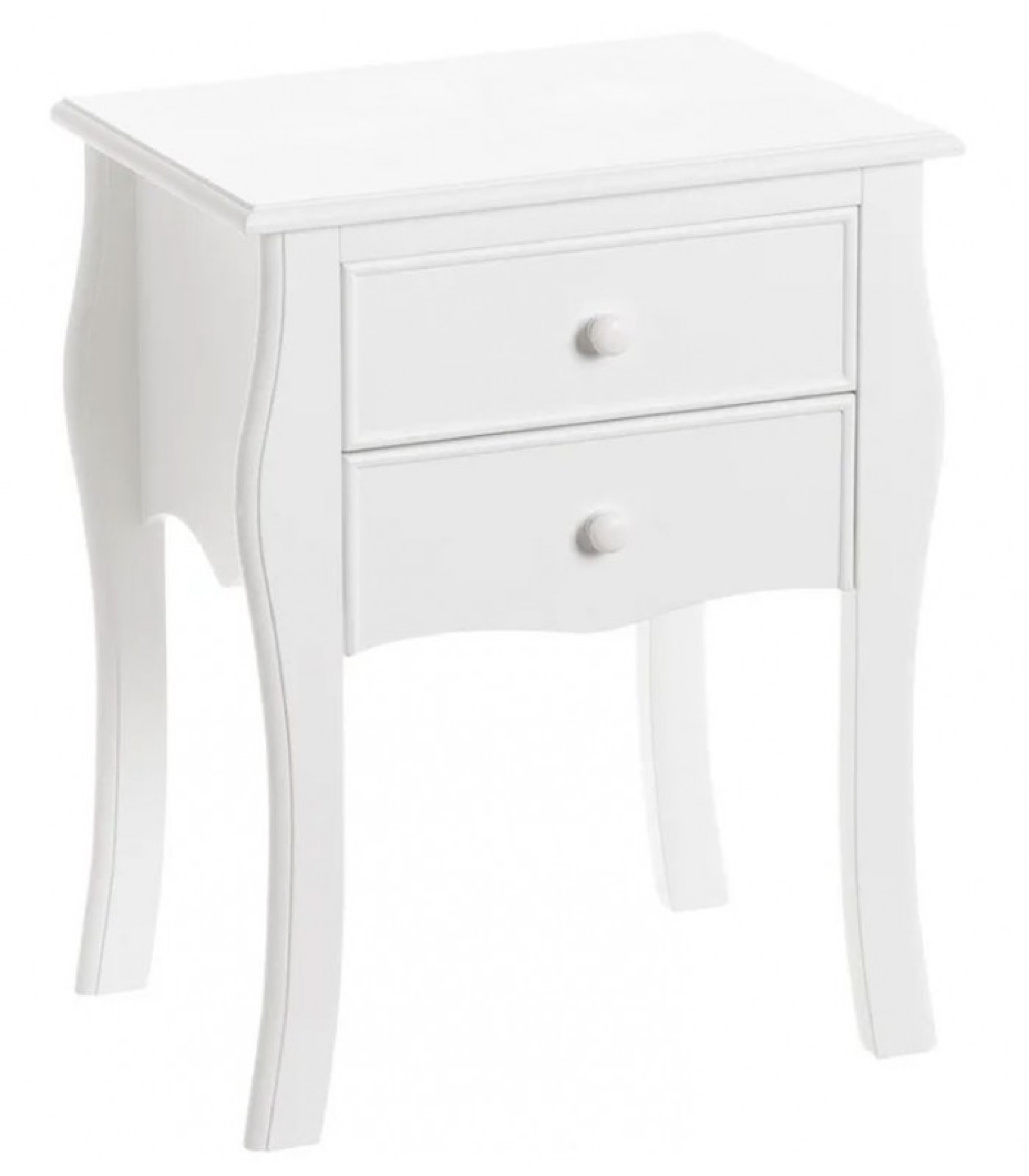 Table de chevet en bois blanc 2 tiroirs H61cm Table de chevet en bois blanc 2 tiroirs H61cm