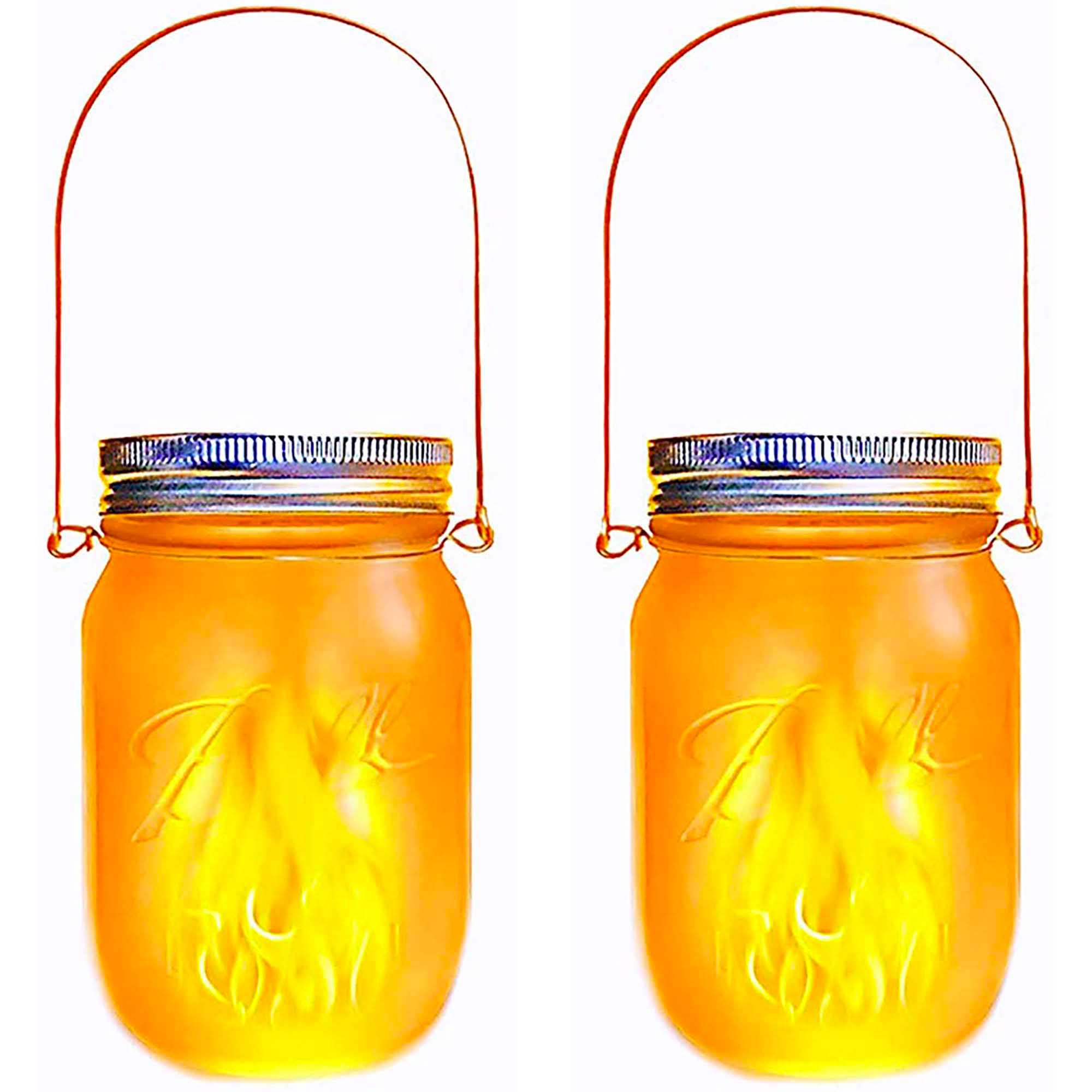 JAMY FLAME-Lot de 2 lanternes solaires verre transparent H14cm