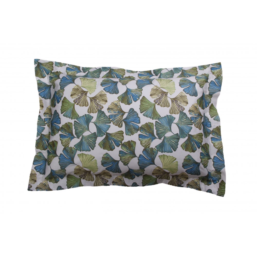 Taie d'oreiller satin de coton 50x70 cm imprimé Ginkgo Taie d'oreiller satin de coton 50x70 cm imprimé Ginkgo