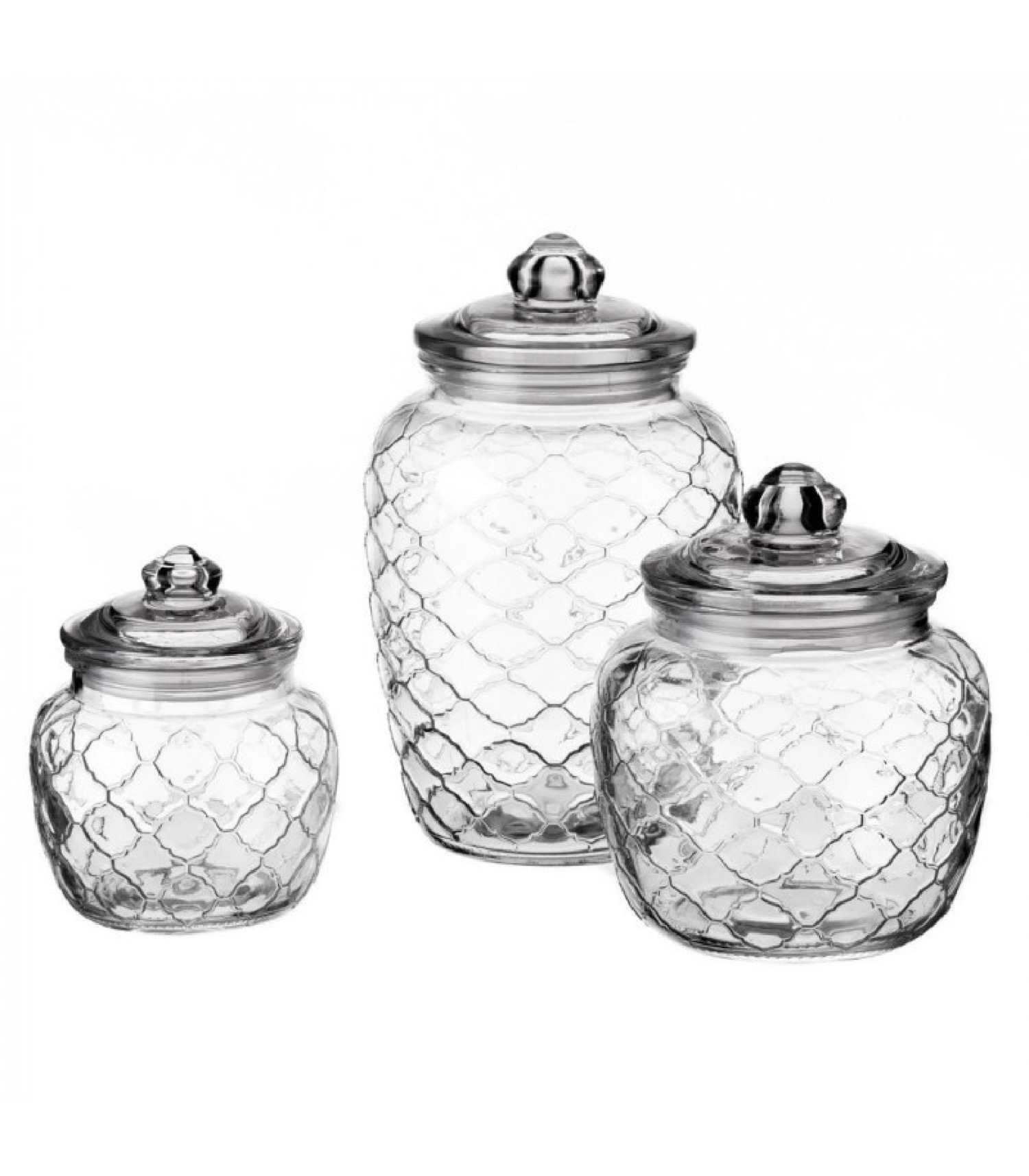 Set de 3 bocaux cuisine bonbonnières avec motifs Set de 3 bocaux cuisine bonbonnières avec motifs