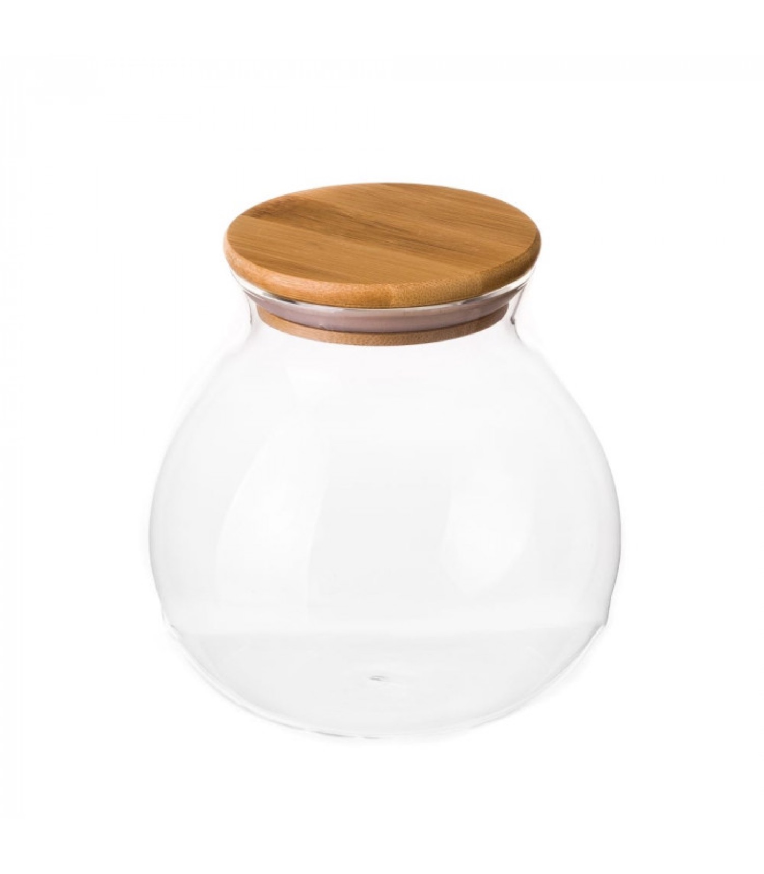 Bocal cuisine rond en verre avec bouchon bambou 1000ml Bocal cuisine rond en verre avec bouchon bambou 1000ml