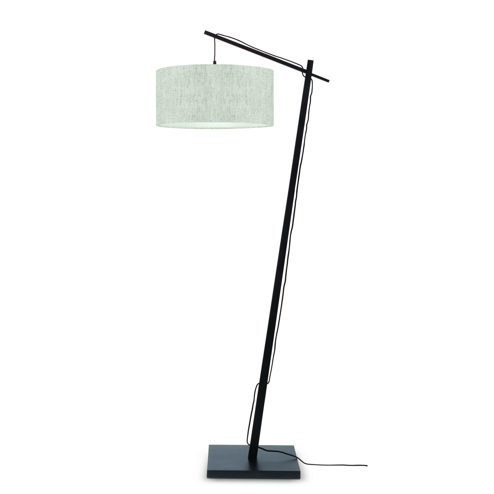 Lampadaire en bambou noir/lin H176cm