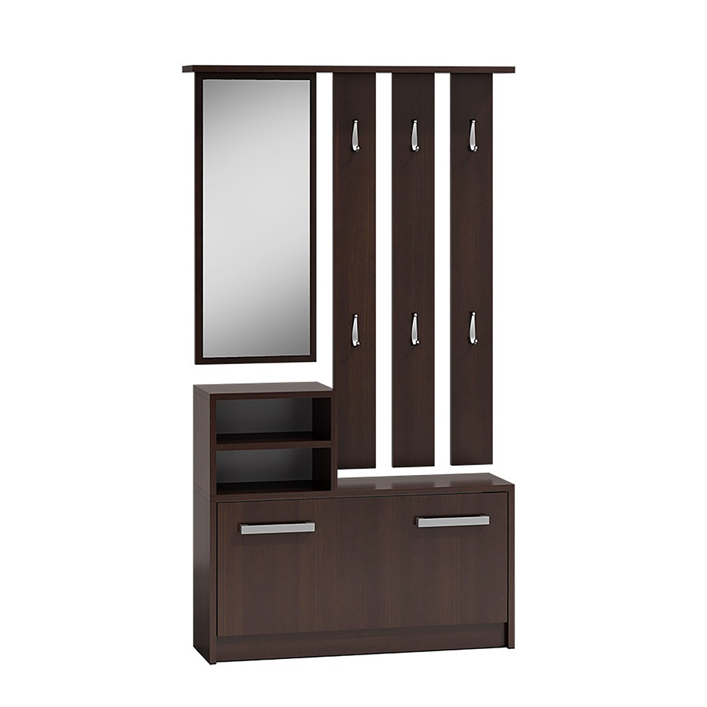 Meuble d’entrée multifonctionnel 85 cm 1 miroir wenge Meuble d’entrée multifonctionnel 85 cm 1 miroir wenge