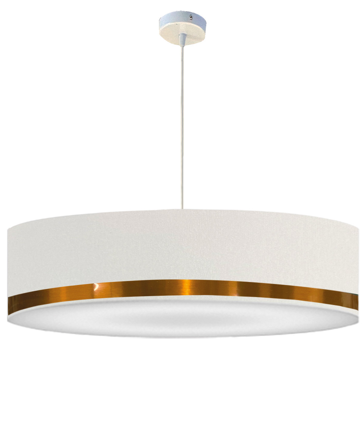 Suspension Jonc Blanc et Cuivre D65cm