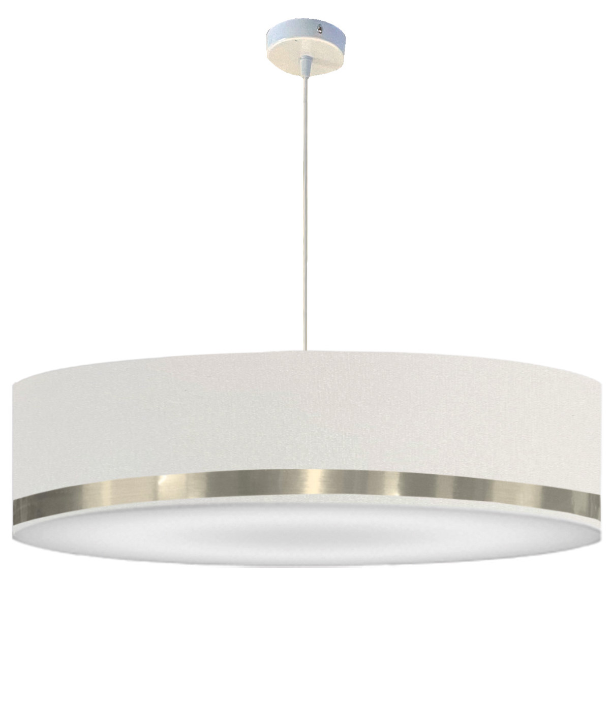 Suspension Jonc Blanc et Alu D65cm