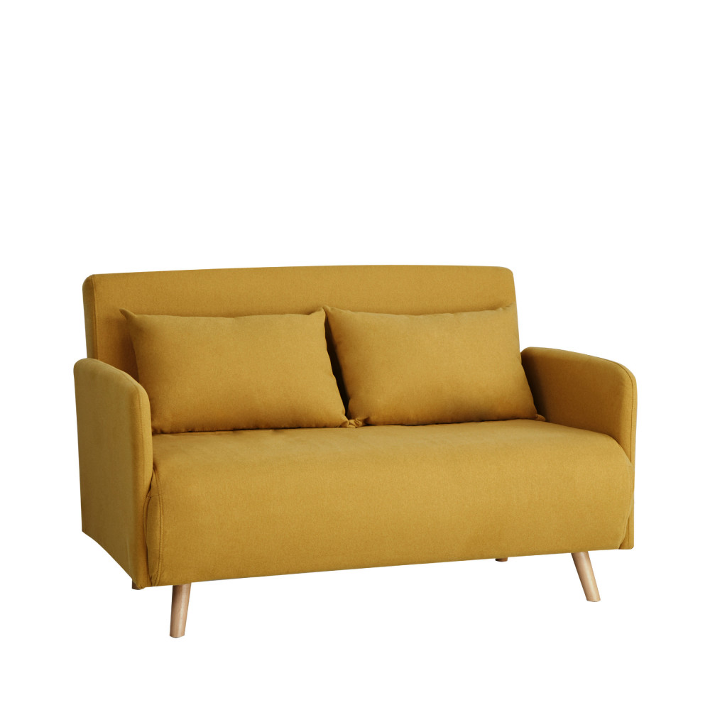Canapé droit 2 places Jaune Tissu Pas cher Design Confort