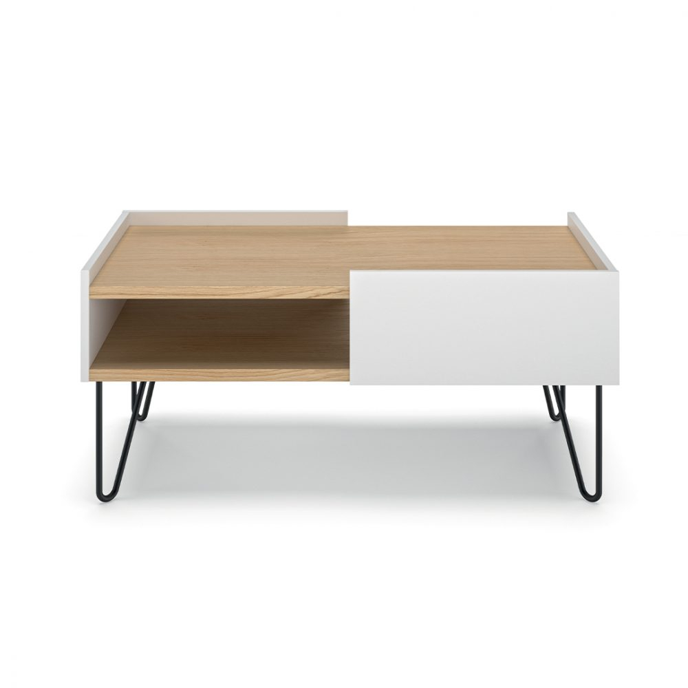 Table Basse effet bois Chêne et blanc Table Basse effet bois Chêne et blanc