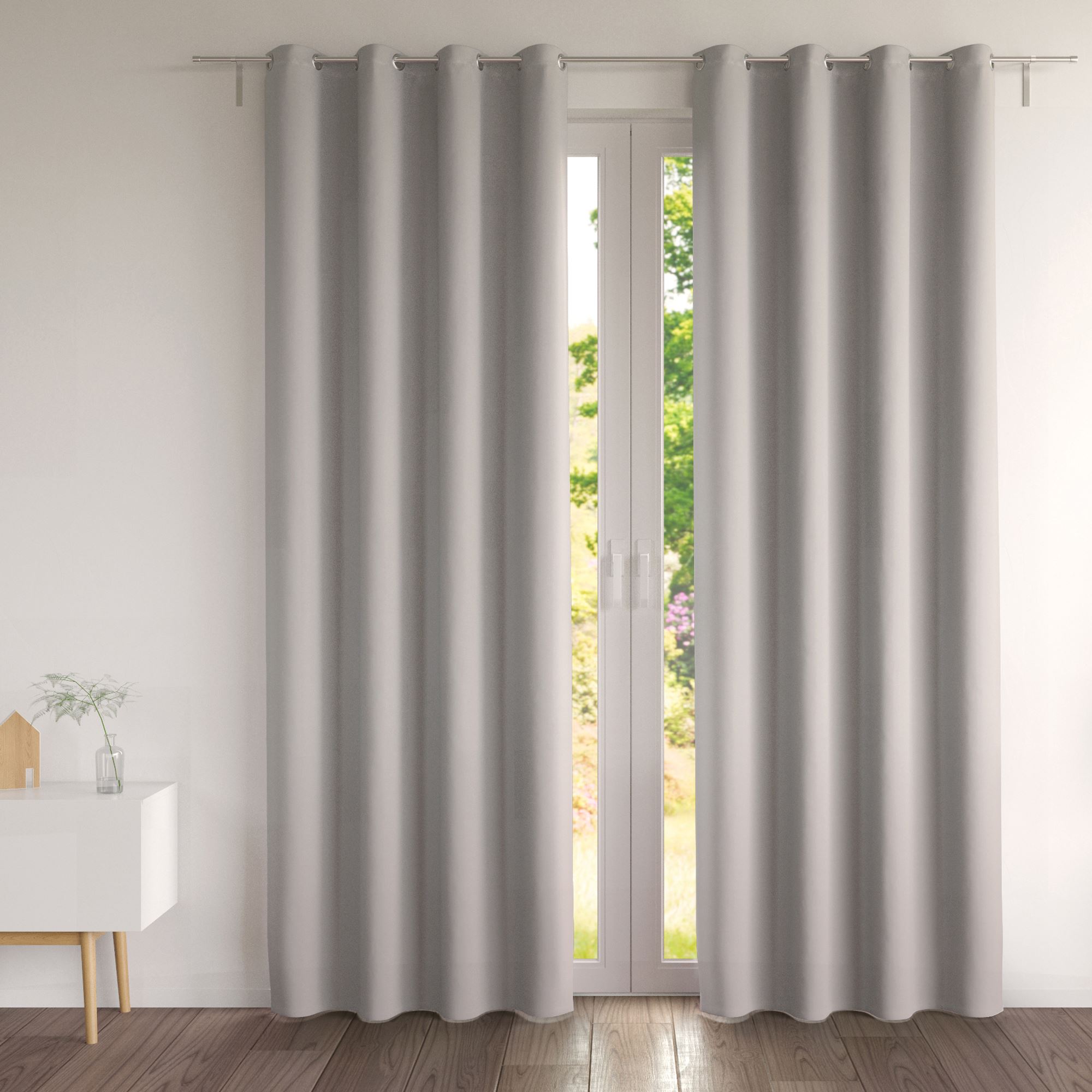 Paire de rideaux gris perle 135x180 en coton (photo) Paire de rideaux gris perle 135x180 en coton