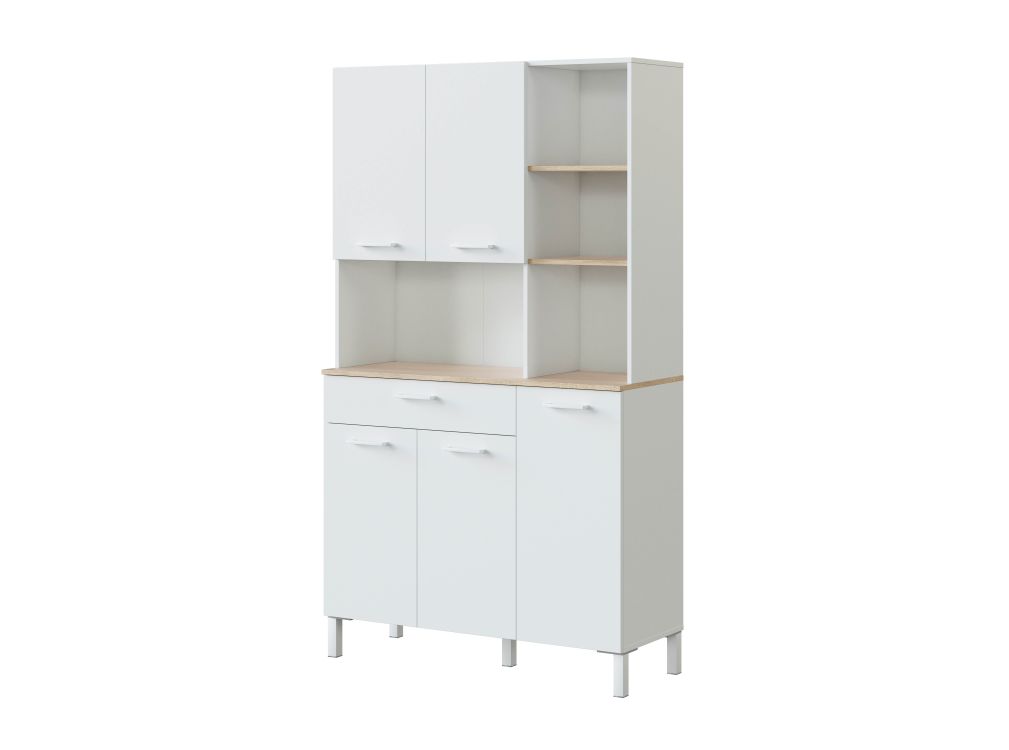 Buffet de cuisine blanc/bois 5 portes L108 x H186cm Buffet de cuisine blanc/bois 5 portes L108 x H186cm