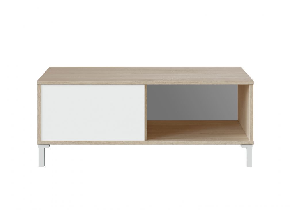 Table basse blanc/bois 2 Niches L100cm Table basse blanc/bois 2 Niches L100cm
