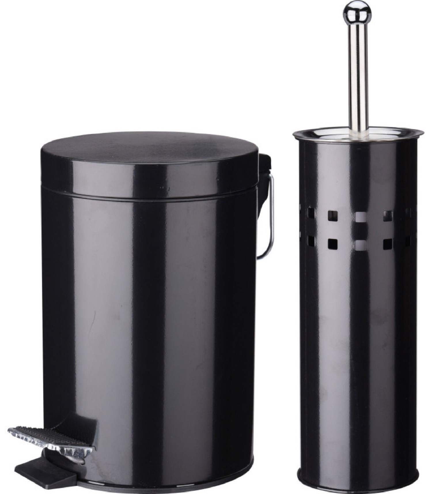 Poubelle de salle de bain 3L + brosse WC métal noir