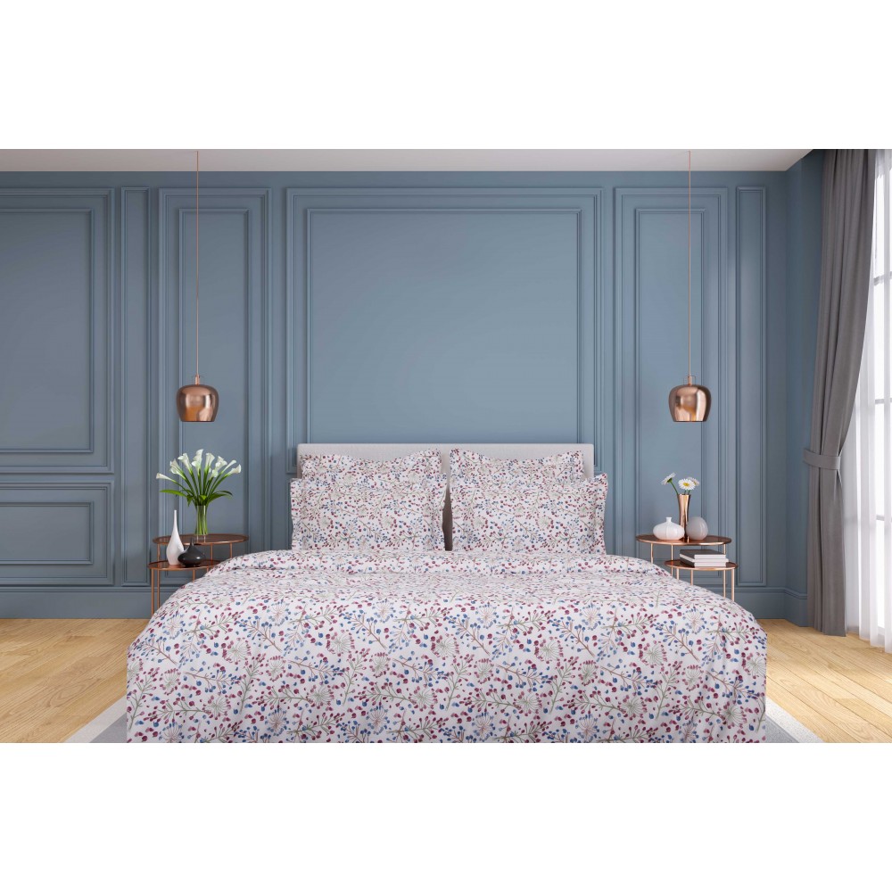 Parure de lit 3 pc en satin de coton 200x200cm+2TO 63x63cm imprimé
