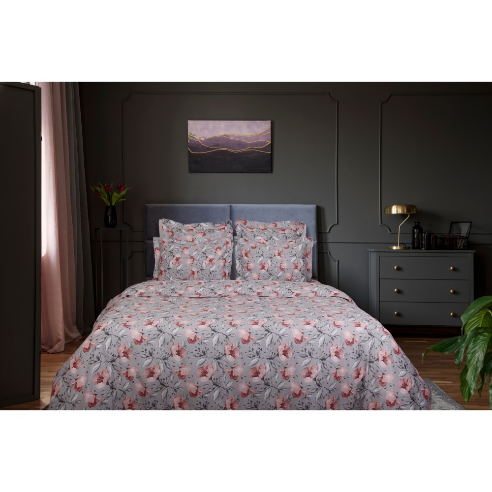 Parure de lit 3 pc en satin de coton 240x220cm+2TO 63x63cm imprimé