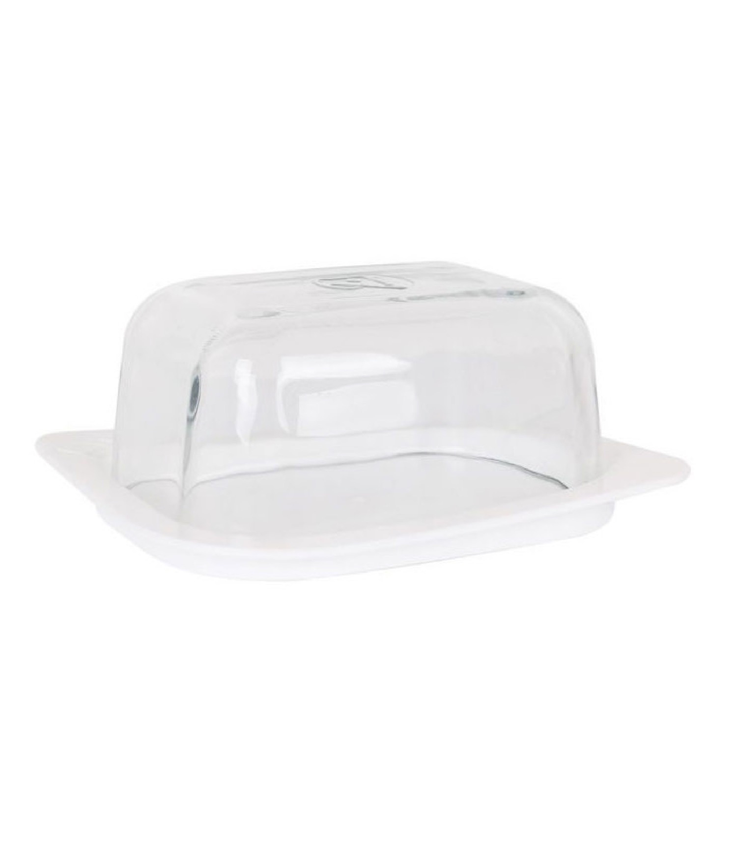 Beurrier en verre et base plastique blanche