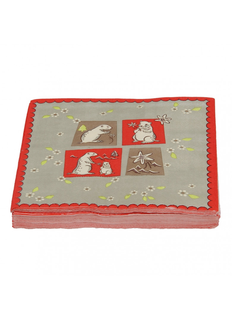 Serviettes papier marmottes (x20) (photo) Serviettes papier marmottes (x20)