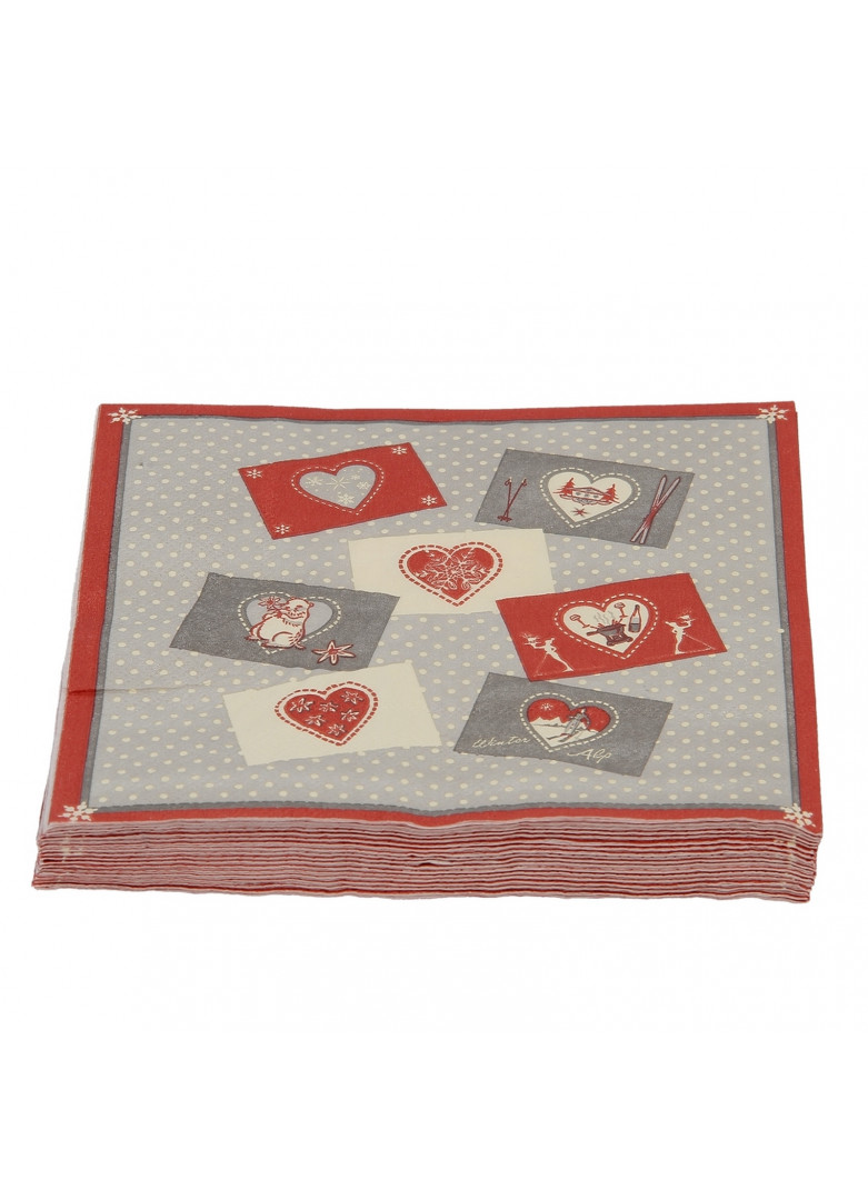 Serviettes papier coeurs (x20) (photo) Serviettes papier coeurs (x20)
