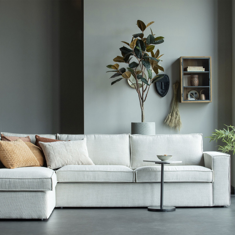 Canapé d'angle gauche en tissu beige - Vue supplémentaire 1