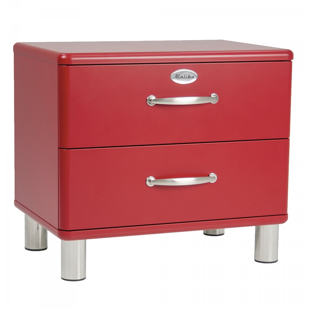 Table de chevet effet bois 2 tiroirs rouge Table de chevet effet bois 2 tiroirs rouge