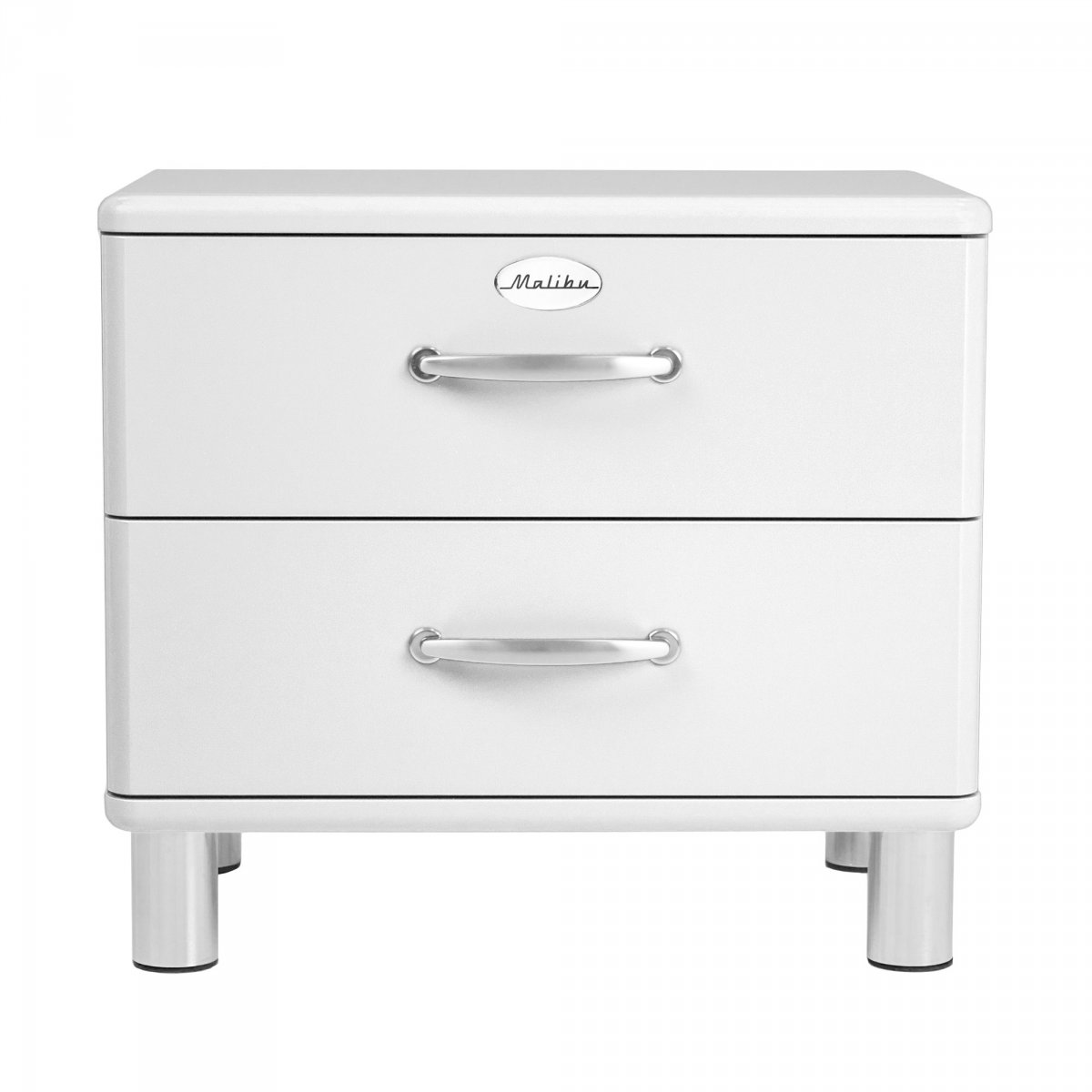 Table de chevet en bois 2 tiroirs Blanc