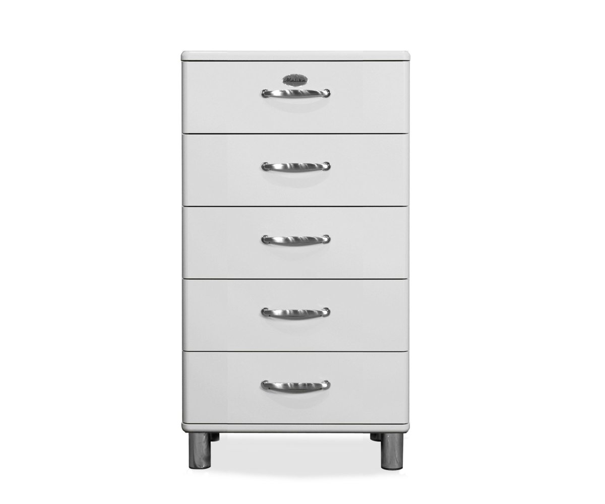 Commode vintage 5 tiroirs en bois Blanc
