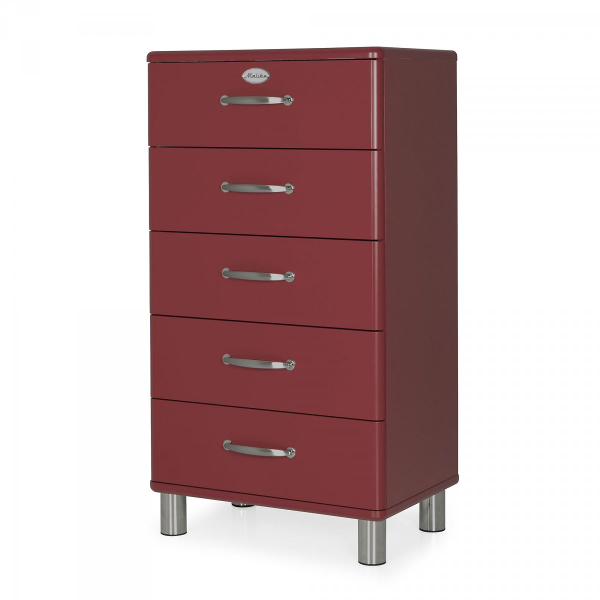 Commode vintage 5 tiroirs en bois Bordeaux