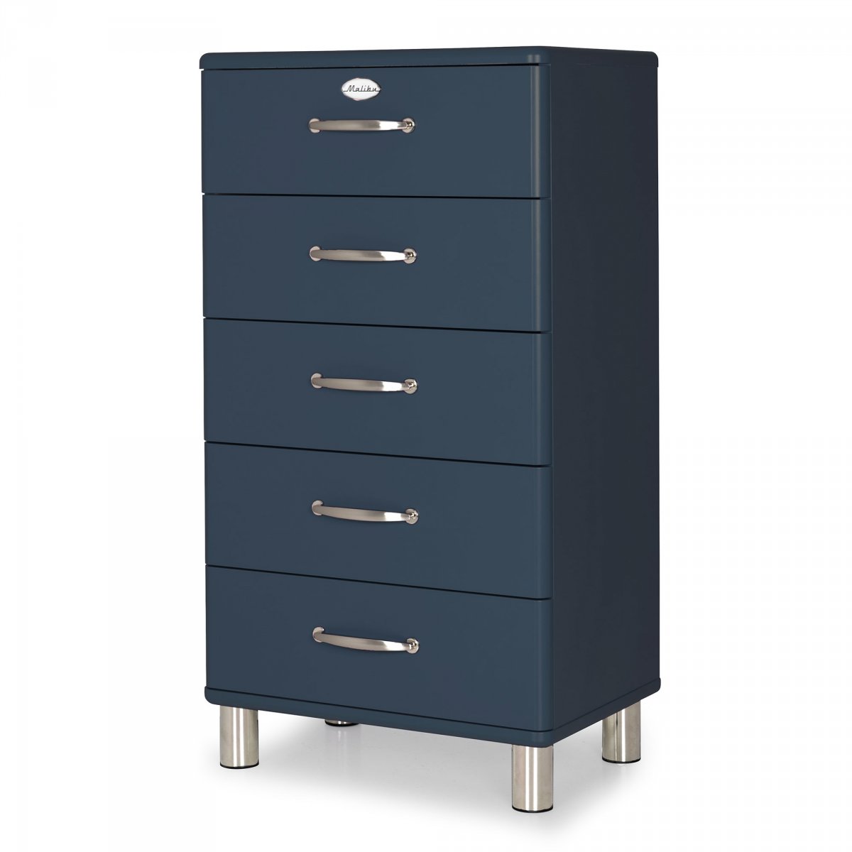 Commode vintage 5 tiroirs en bois Bleu Foncé