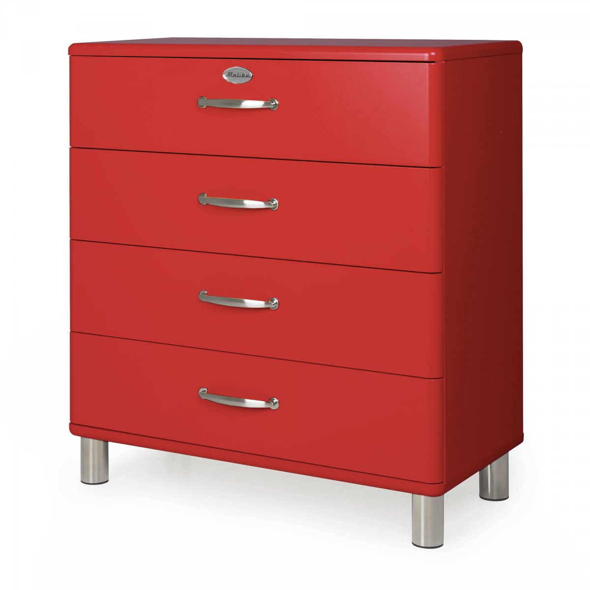 Commode 4 tiroirs style rétro rouge