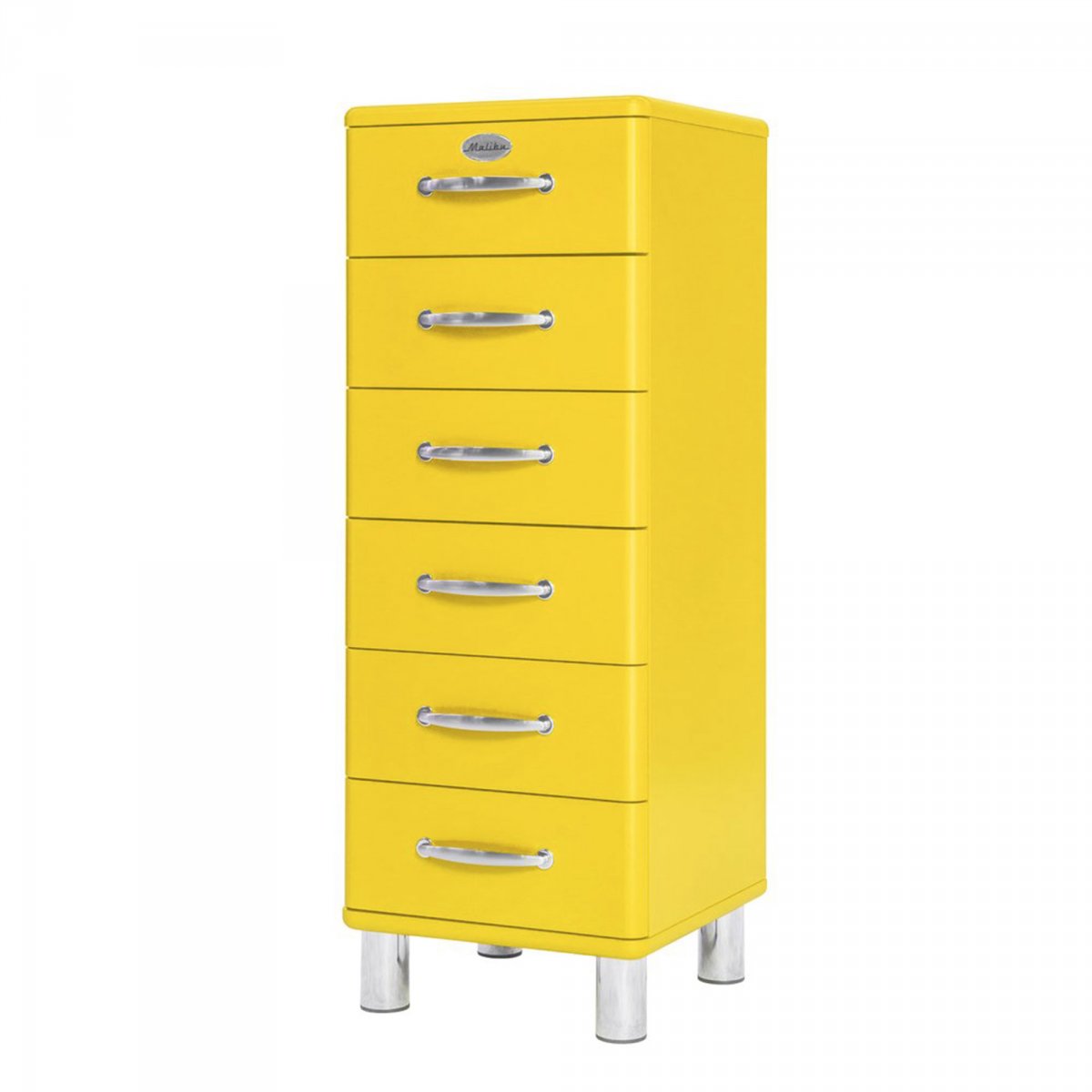 Commode haute 6 tiroirs effet bois jaune