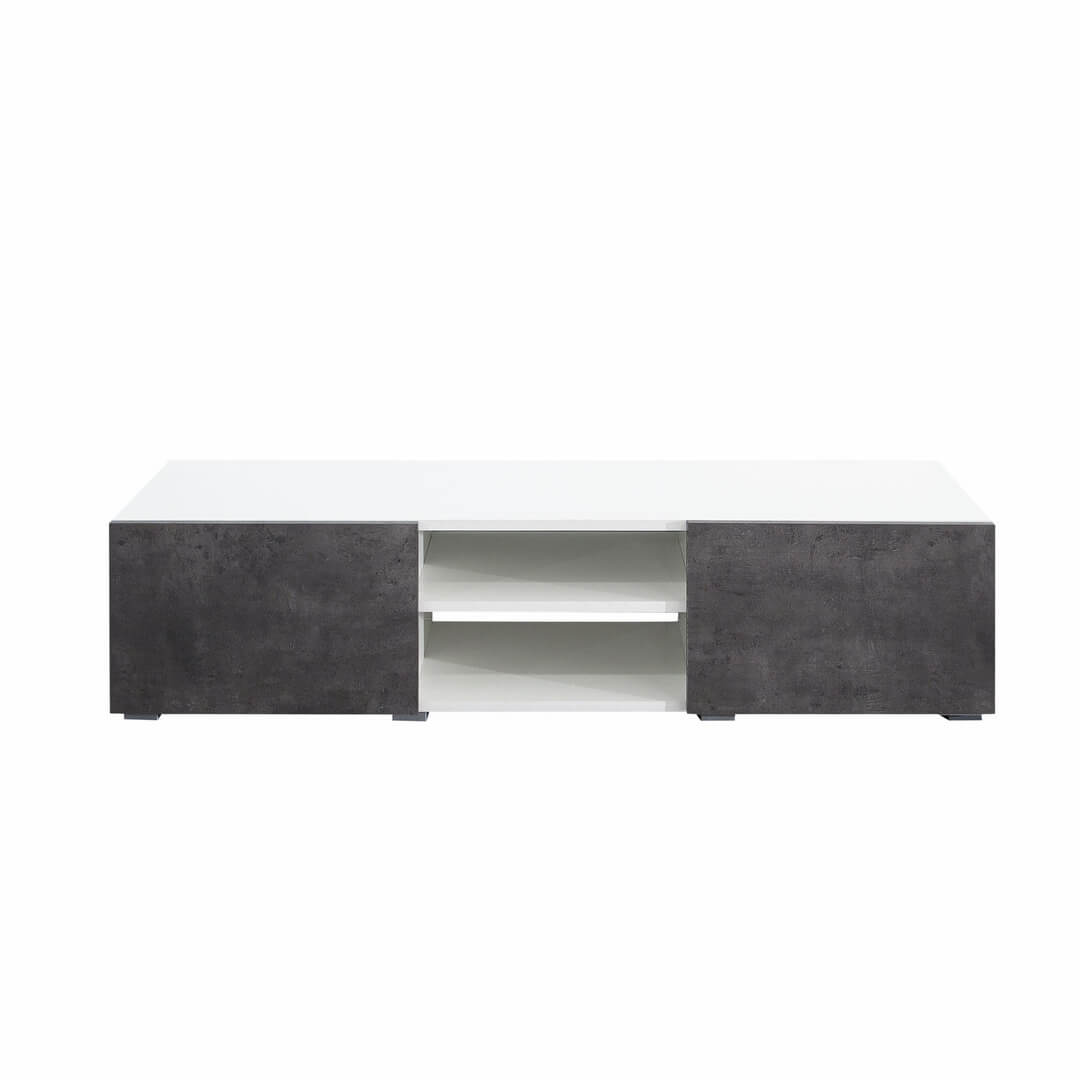 Meuble TV effet bois Blanc et béton (photo) Meuble TV effet bois Blanc et béton