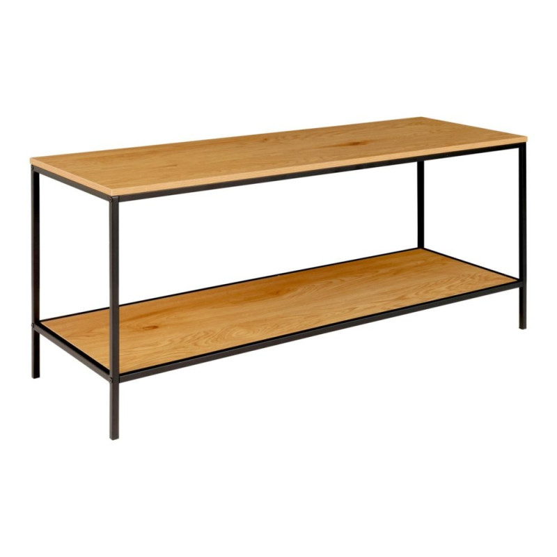 Meuble TV minimaliste effet bois et métal noir 100cm