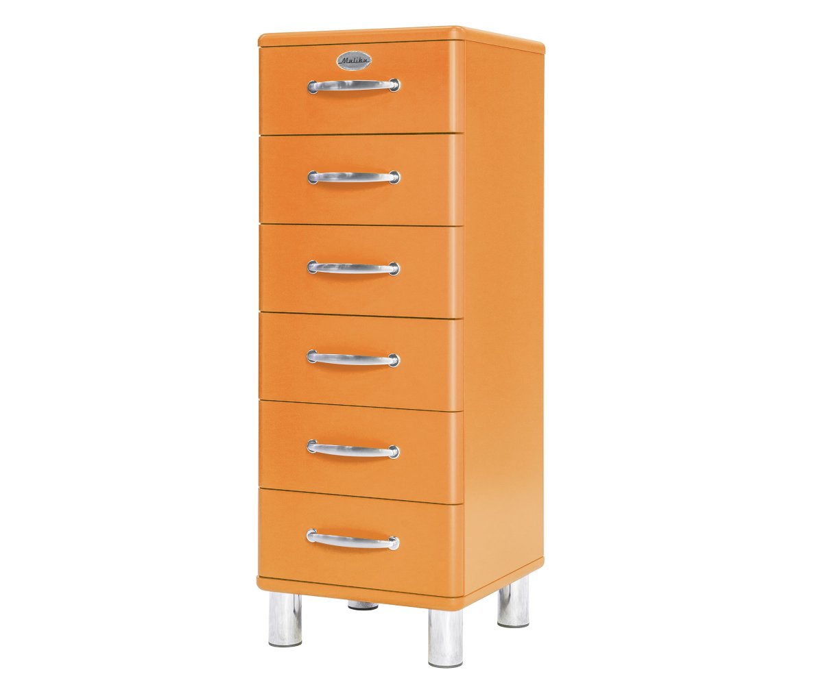Commode haute 6 tiroirs en bois Orange