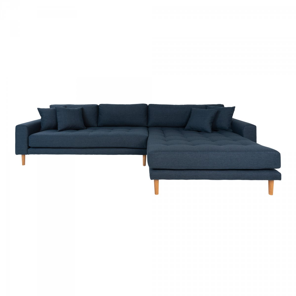 Canapé d'angle droit 4 places en tissu bleu