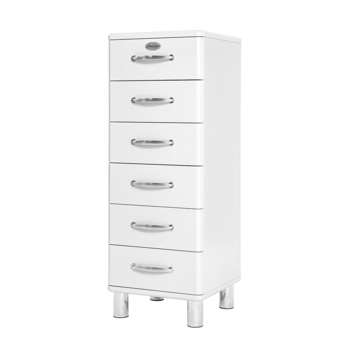 Commode haute 6 tiroirs effet bois blanc
