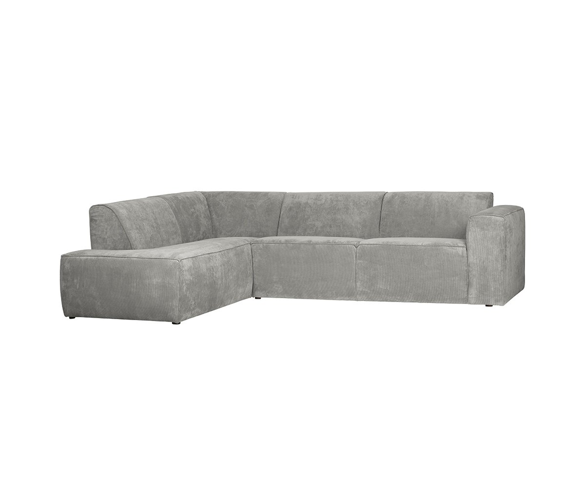 Canapé d'angle gauche velours côtelé gris