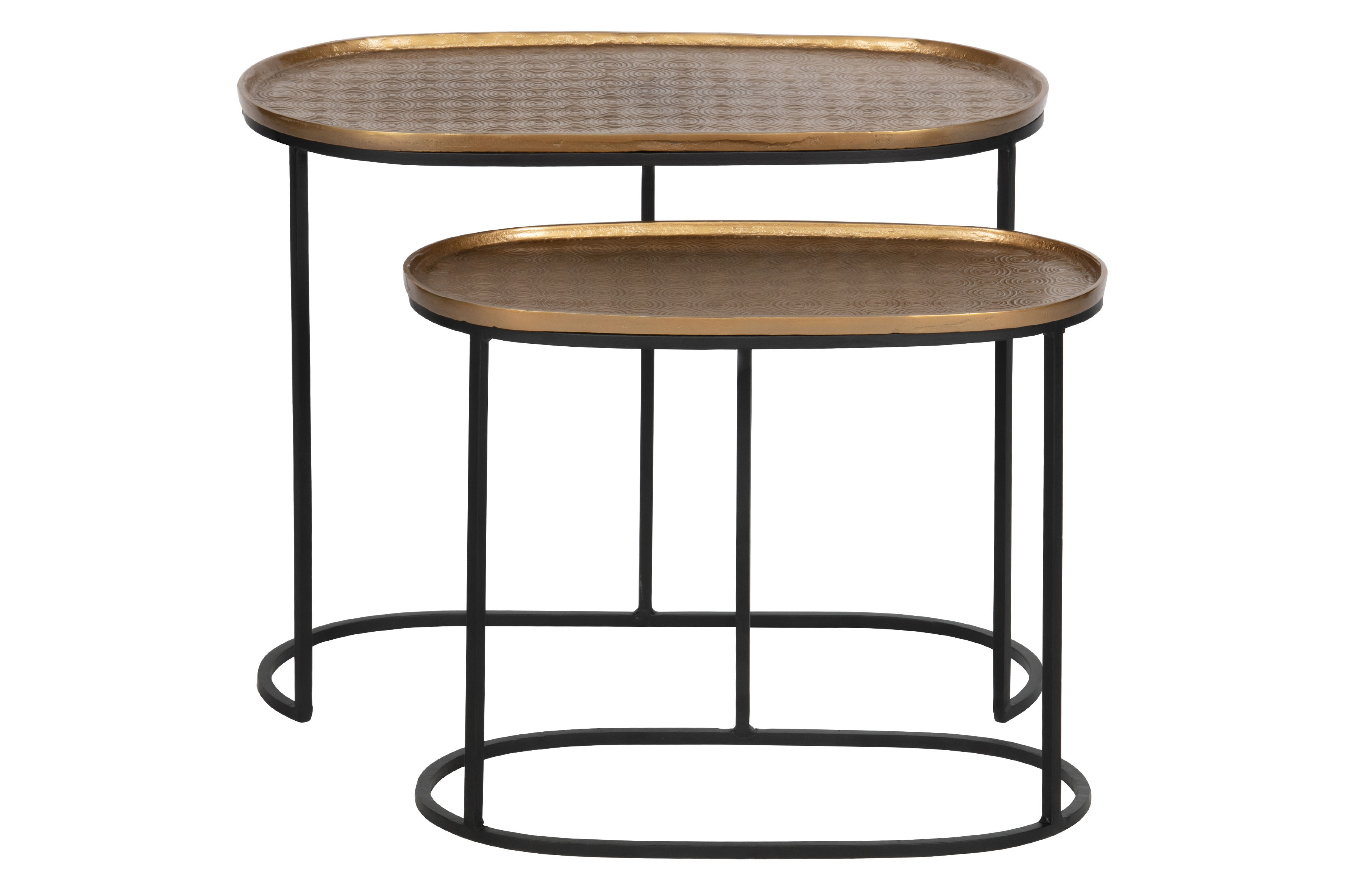 2 tables d'appoint gigognes en métal laiton 2 tables d'appoint gigognes en métal laiton