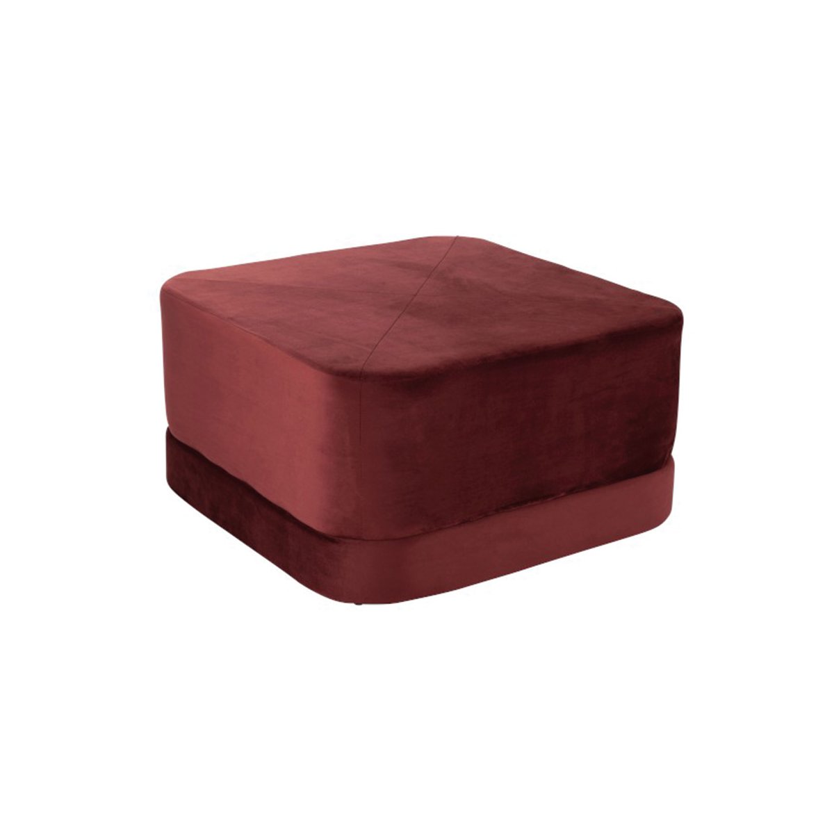 Pouf carré vintage velours rouge