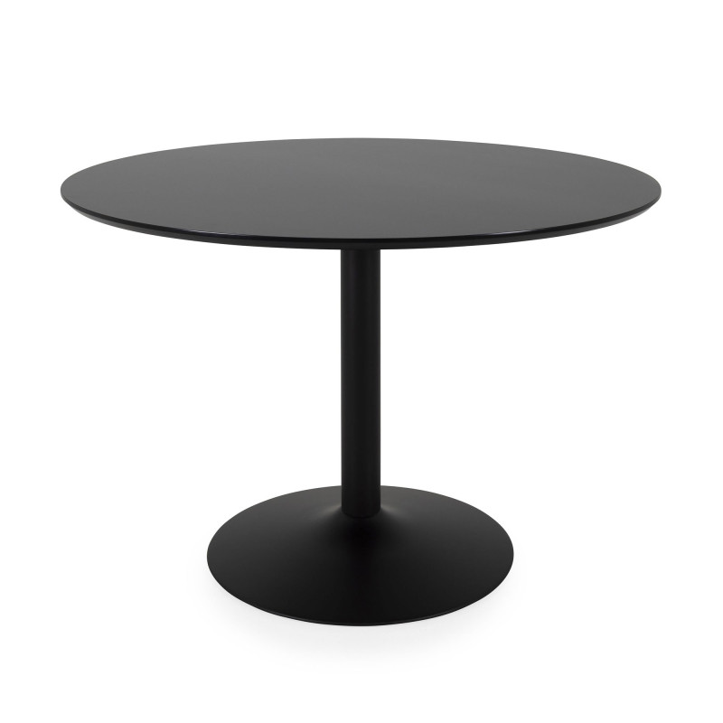 Table à manger ronde 110cm plateau bois pied métal