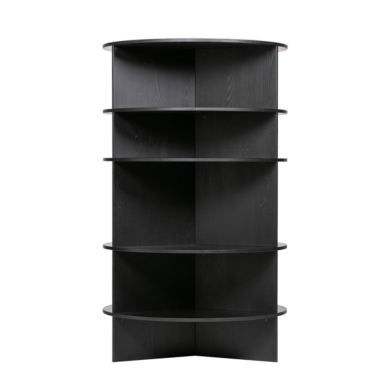 Bibliothèque colonne arrondie en bois noir Bibliothèque colonne arrondie en bois noir